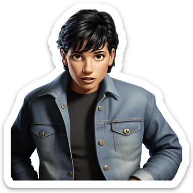 retro denim style portrait sticker