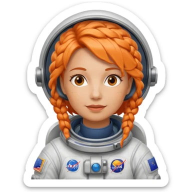 Astronauts, Middle-age, female, orange braided hair sticker