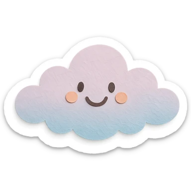 soft pastel fluffy cloud divider for journal pages, paper craft style, with a smiling face accent sticker