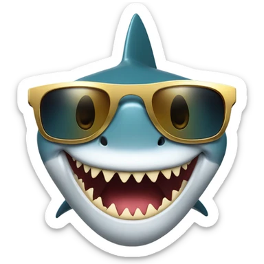 shark smiling with gold chain and sun glasses sticker