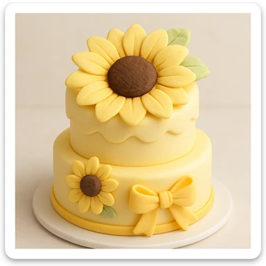 yellow flower in fondant cake art style sticker