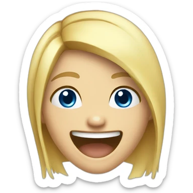 Blonde blue eyes gamer girl laughing sticker