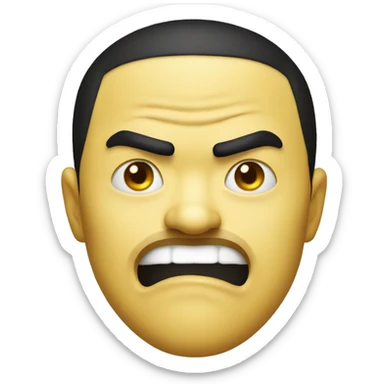 Classic yellow emoji face making a disgusted face like the yao ming rage meme face from 2010 sticker