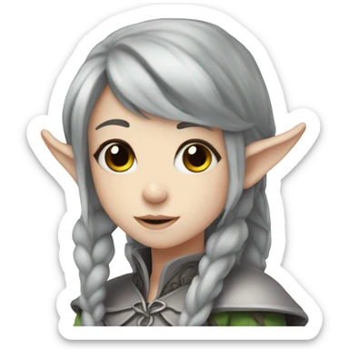 Pretty anime elf girl, grey skin sticker