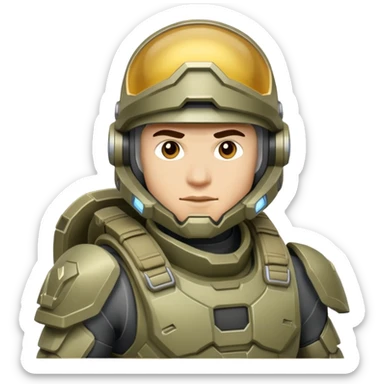 male Halo Spartan super-soldier with nomadic gear and survival equipment sticker