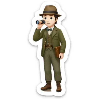 henry David thoreau full body birdwatching with binoculars sticker
