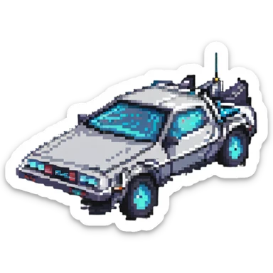 DeLorean car with time circuits sticker