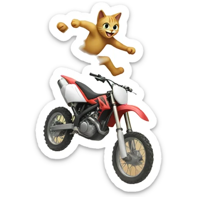 A cat doing a backflip on a dirt bike sticker