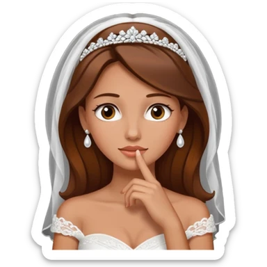 White tanned skin bride with brown hair with a chin on her face sticker