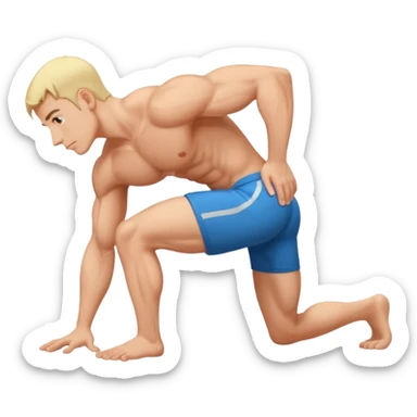 a guy arching his back on all fours sticker