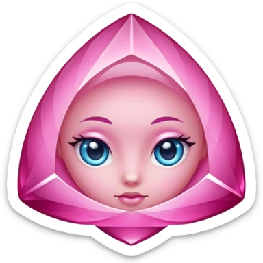pink gemstone with sharp edges, cute eyes sticker
