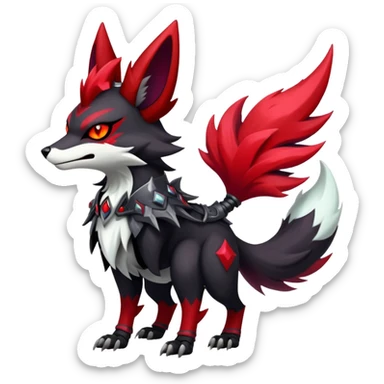 Shiny Exotic Gothic Badass Anthropomorphic Delphox-Zoroark-Zangoose-hybrid-creature sticker