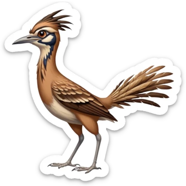 realistic roadrunner bird, skinny tail pointed down, realistic colors sticker
