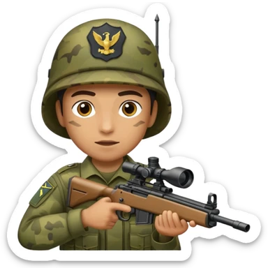 An army policeman aiming with a sniper rifle. sticker