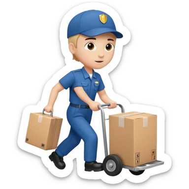 Foot courier with hand truck,Delivery Crew sticker