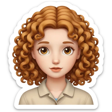 a white skin girl with curly light brown hair sticker