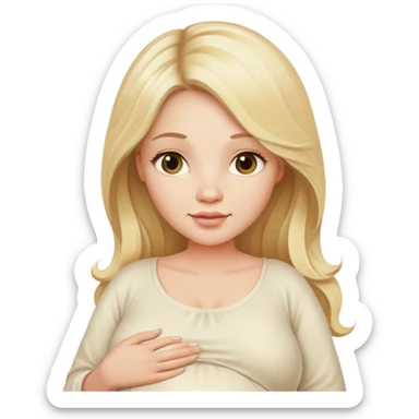Beautiful Pregnant woman blonde with long hair cream top sticker