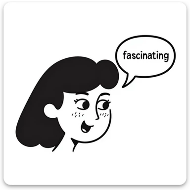 face with exaggerated eye roll and a speech bubble that says 'fascinating' in a sarcastic way sticker