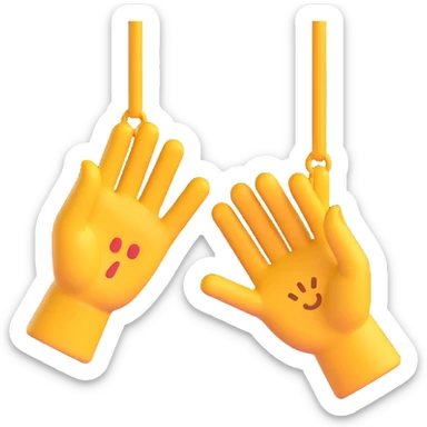 Two open hands in emoji style, tilted to the right as if pushing a swing, with motion lines behind them to show movement. Minimal background, clean cartoon style sticker