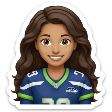 Long wavy Dark brown hair seahawks fan female sticker