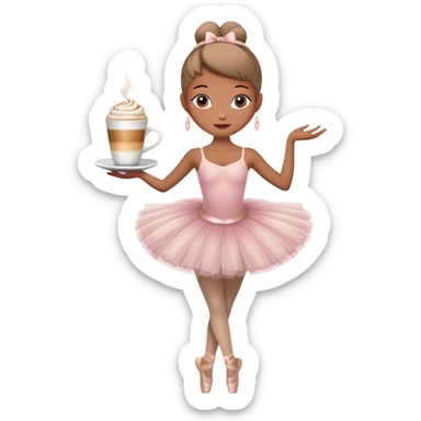 Ballerina that has a cappucion cup as her head sticker