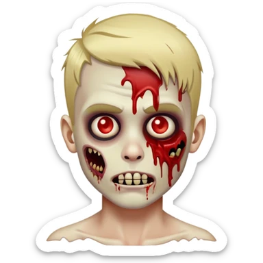 a blonde hair zumbir boy emoji with cuts and blood in his face sticker