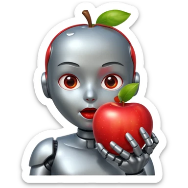 Android comendo maçã sticker