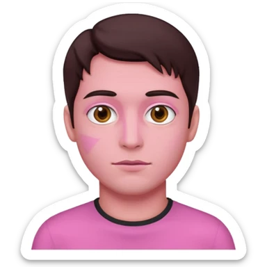 He is supposed to have all pink skin and dark brown hair and hazel eyes sticker