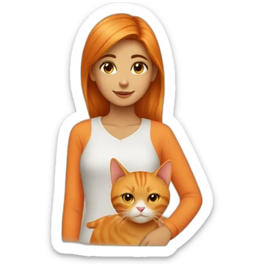 Pakistani girl and orange cat sticker