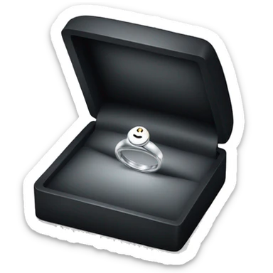 a silver ring inside a black ring box sticker