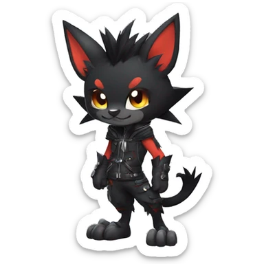 Black Anthro Cool Punk Bat-Litten-Fakemon-fursona Full Body sticker