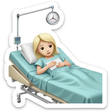 pessoa com a pele amarelada deitada em uma maca de hospital sticker