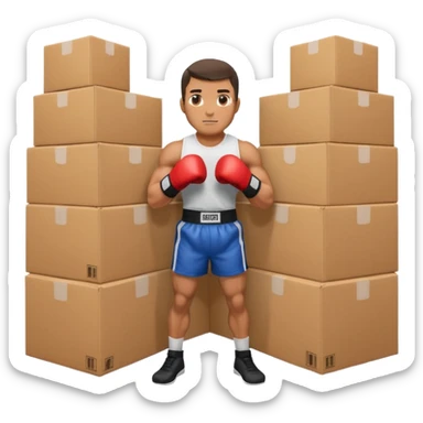 Can you make a man who is a boxer made square cardboard boxes sticker