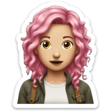 mischevious girl pink hair chaos sticker