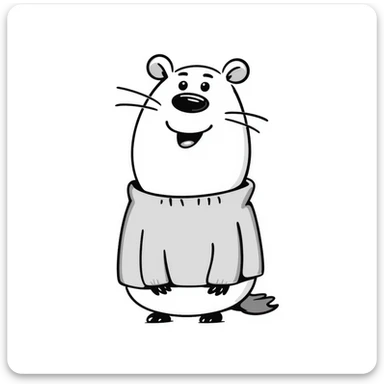 capybara smiling wearing a light grey sweater sticker