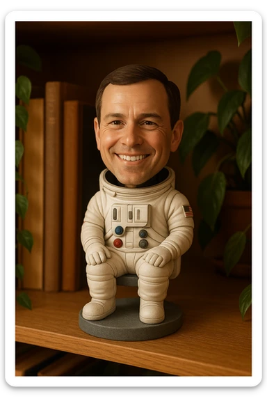 a smiling astronaut bobblehead style sticker
