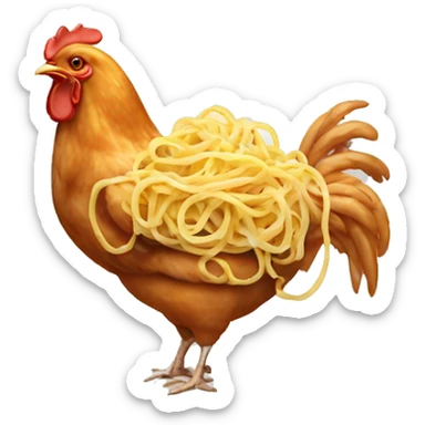 Chicken eating fettuccine sticker