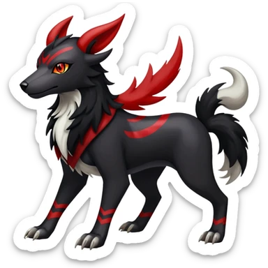 Shiny Exotic Excessive Mysterious Houndoom-Mightyena-Pokémon-Fakémon-hybrid-creature (full body) sticker