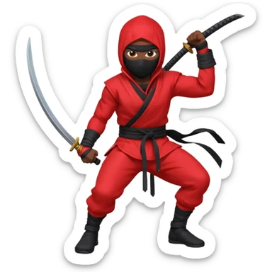 black skin ninja red clothes sticker