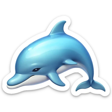 Meme-Worthy Cute Sleeping Bottlenose Dolphin Portrait Emoji, Head resting peacefully with a contented smile, showcasing a shiny, glossy body with eyes gently closed in serene slumber and a graceful, streamlined form, Simplified yet adorably endearing features, highly detailed, glowing with a soft, drowsy aquatic light, high shine, relaxed and utterly lovable, stylized with an air of playful laziness, soft glowing outline, capturing the essence of a sleeping dolphin that feels destined to become the next viral icon of adorable rest! sticker
