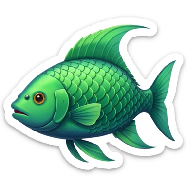 the flat side view of a green common fictional fish sticker