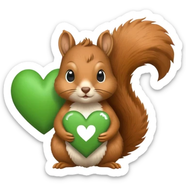 Squirrel in a heart with a green mental Health Awearness ribbon sticker