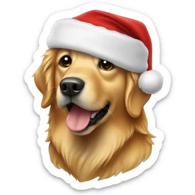 Golden retriever Santa hat sticker
