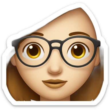 Fille a lunettes cheveux lisses brun mi-court sticker