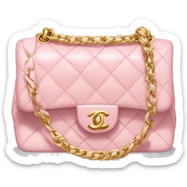 Light pink chanel bag with gold chain handle sticker