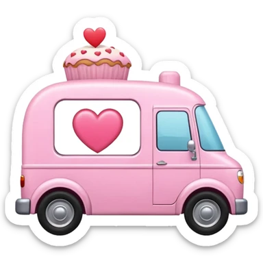 Cute pink bakery delivery vehicle sticker