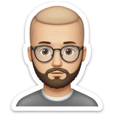 он лысый должен быть очень молодой парень лет 18 , очень тонкие очки, а так же борода нужно прямо еще моложе sticker