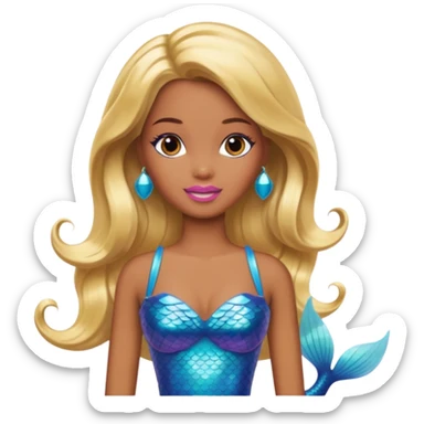 Brown skin blonde hair barbie mermaid  sticker