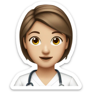 Nurse Beautiful Girl,short brown hair in two pony tails sticker