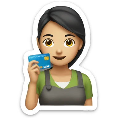 a asian customer who is purchasing with her credit card sticker